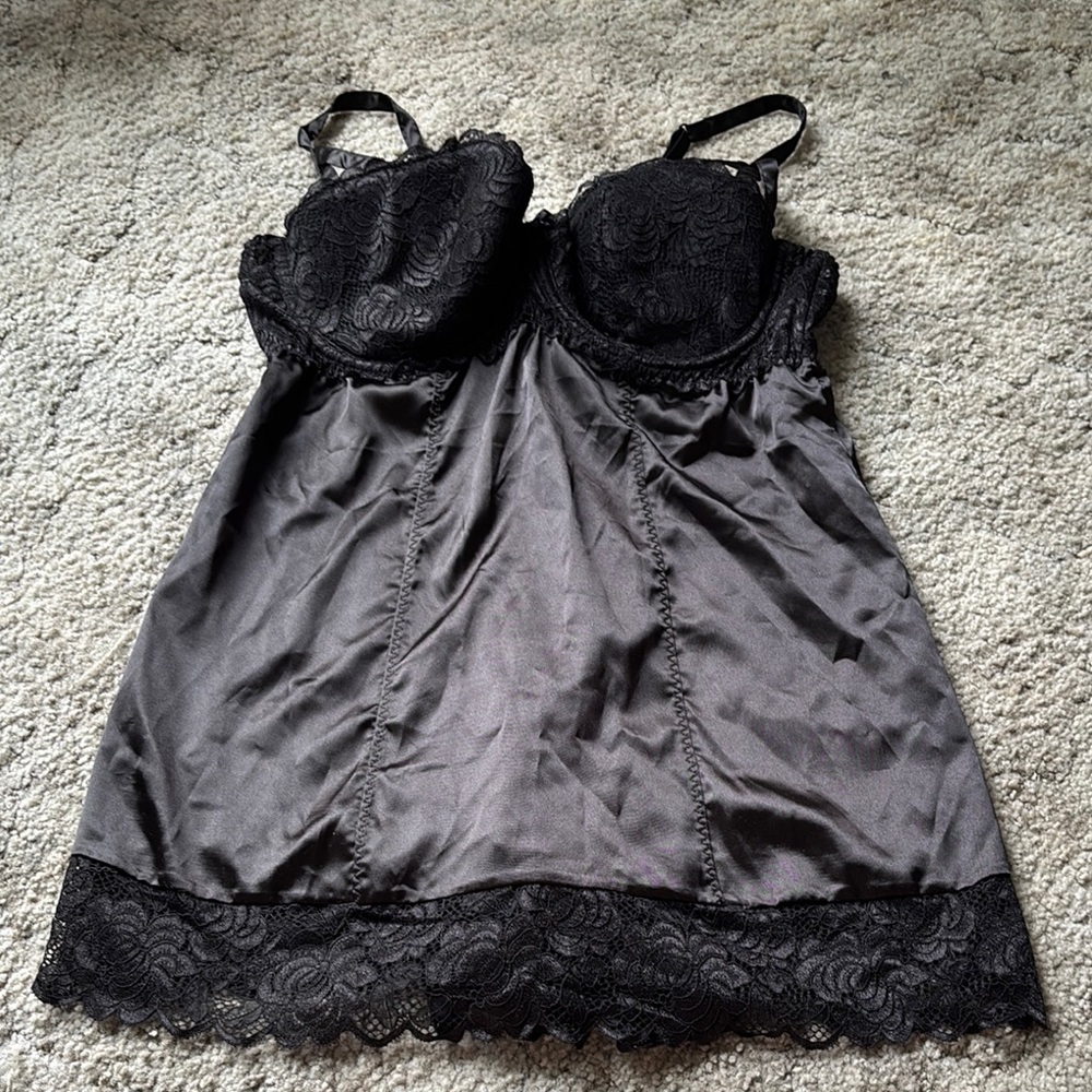 Torrid Black Lace Chemise Satin Slip